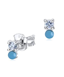 Crystal with Turquoise Silver Stud Earring STS-3206